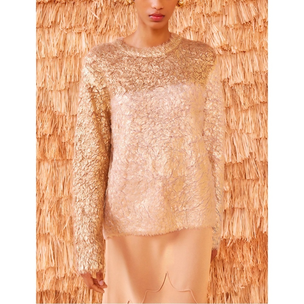NWOT Ulla Johnson Gold Faux-Fur Knit Alpaca-Wool Manet Sweater